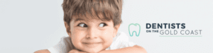 An image of a child with a dentist on the Gold Coast branding